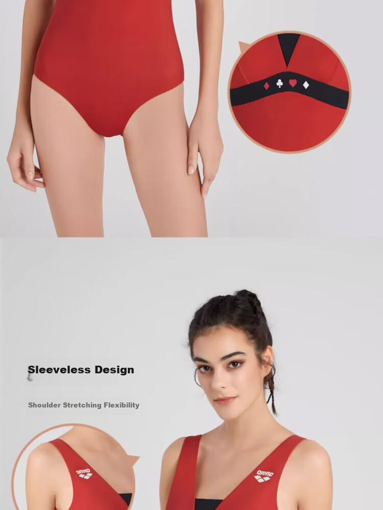 Arena Women's Swimsuit, Free Love Series, High-End Slim-Fit Sleeveless One-Piece Triangle Swimwear, Suitable for Hot Springs, Sun Protection, And Chlorine-Resistant 3