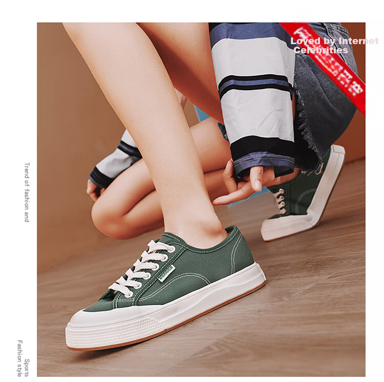 Warrior Official Women's Shoes, 2025 Summer Simple Canvas Shoes, Versatile Sneakers for Female Students, Sports Casual Shoes, Olive Green, Size 40 7