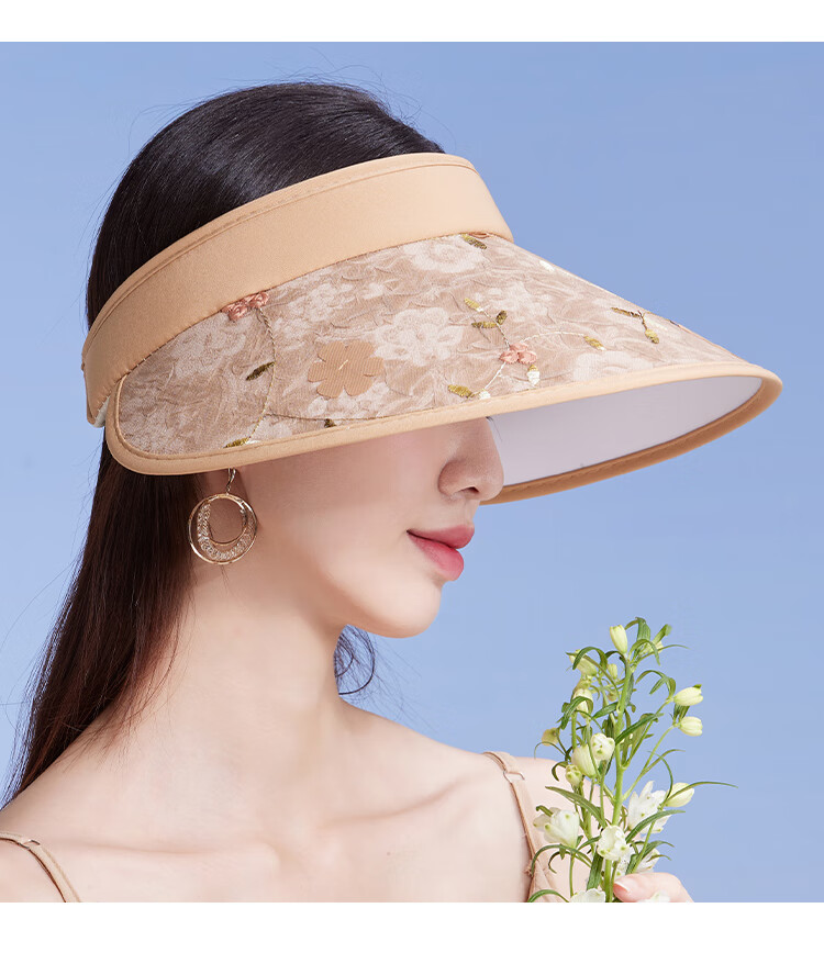 Shanghaigushi Sun Protection Hat for Women, Spring And Summer Visor Outdoor Casual UV-Resistant Sun Hat with Embroidery And Wide Brim 10