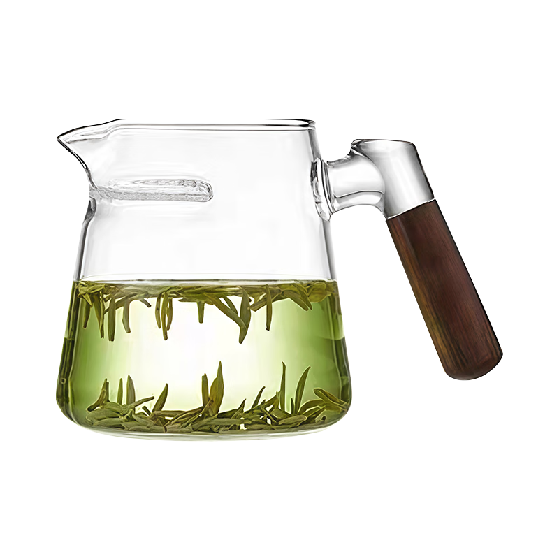 JIWUSENLIN Glass Fair Cup, Heat-Resistant Glass Crescent-Shaped Filter Tea Cup, Tea Infuser Mug, Tea Separator, Tea Set, 600ml