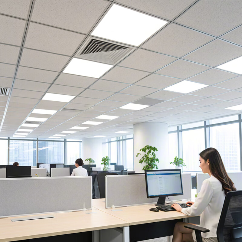 Huans Color LED Mineral Wool Panel Light 595x595 Flat Panel Light Square Office Grid Ceiling Integrated Embedded Light White Light 48W - Single Pack