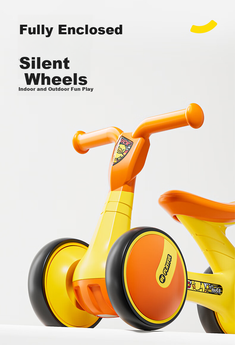 Lede Little Yellow Duck Children's Balance Bike, Four Wheels, for Ages 1-3, Gliding And Stepping Bike, for Boys And Girls, Baby's First Birthday Gift, 1006 6