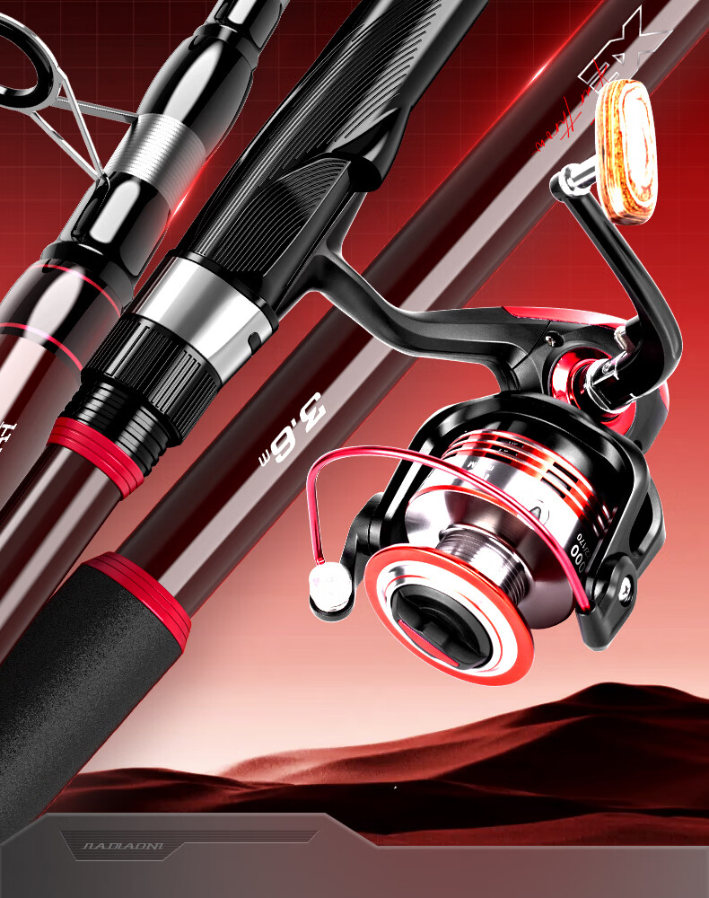 JIADIAONI Carbon Fishing Rod Sea Rod Long Casting Rod Throwing Rod Set Fishing Rod Sea Rod Full Set Ultra Hard Anchor Fish 2.4m 1