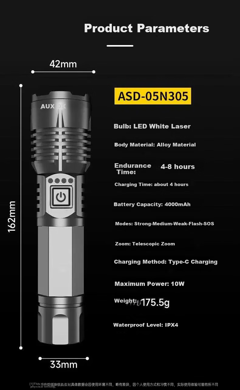Aokesi High-Power Flashlight, Ultra-Bright Outdoor Zoomable Long-Range Rechargeable Multi-Functional Waterproof Portable Long Battery Life for Home Use 27
