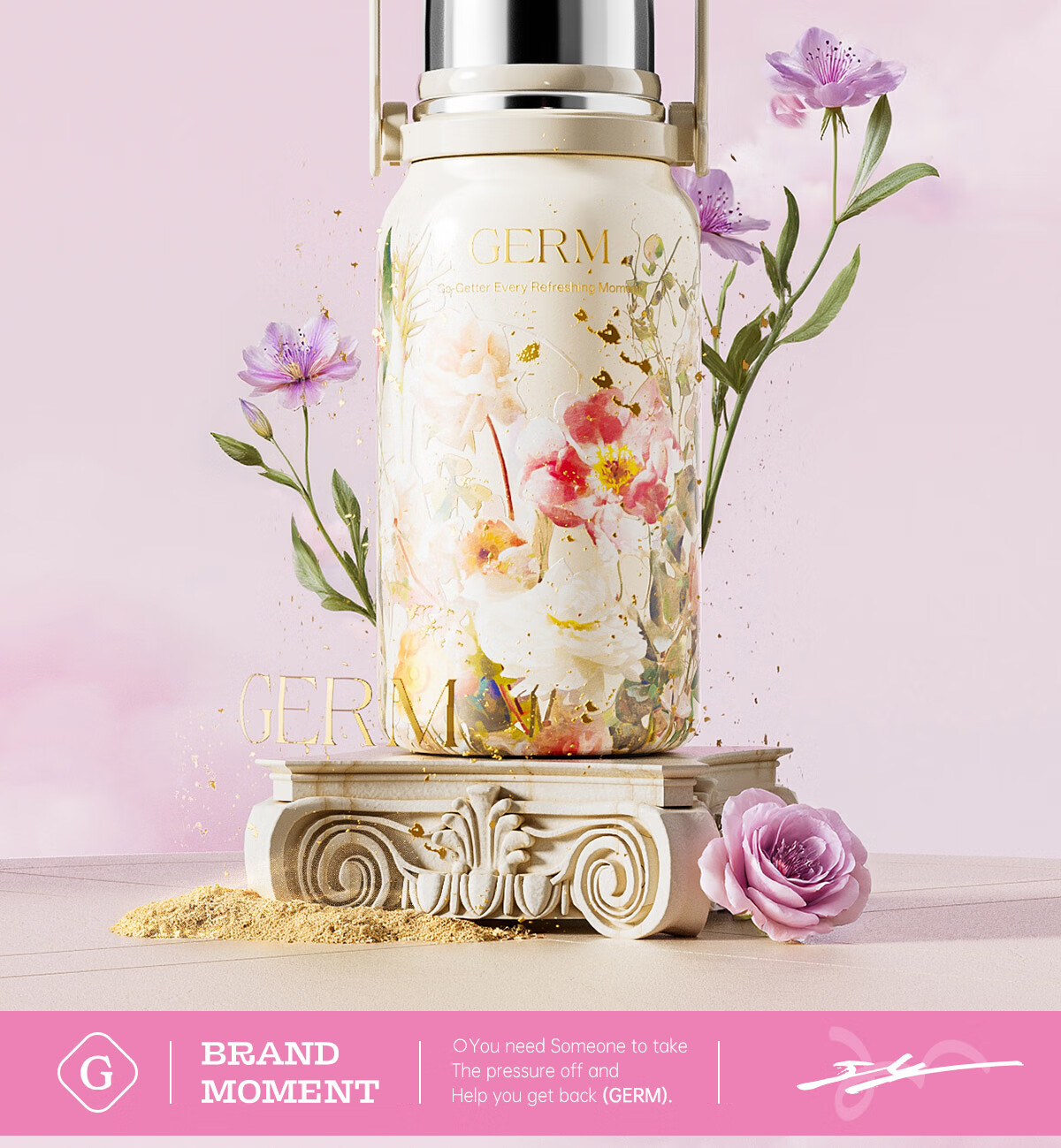 Germ Intangible Cultural Heritage Su Embroidery Insulated Water Bottle Large Capacity Sports Water Bottle Portable Women's Student Cup 800ML Magnolia 4