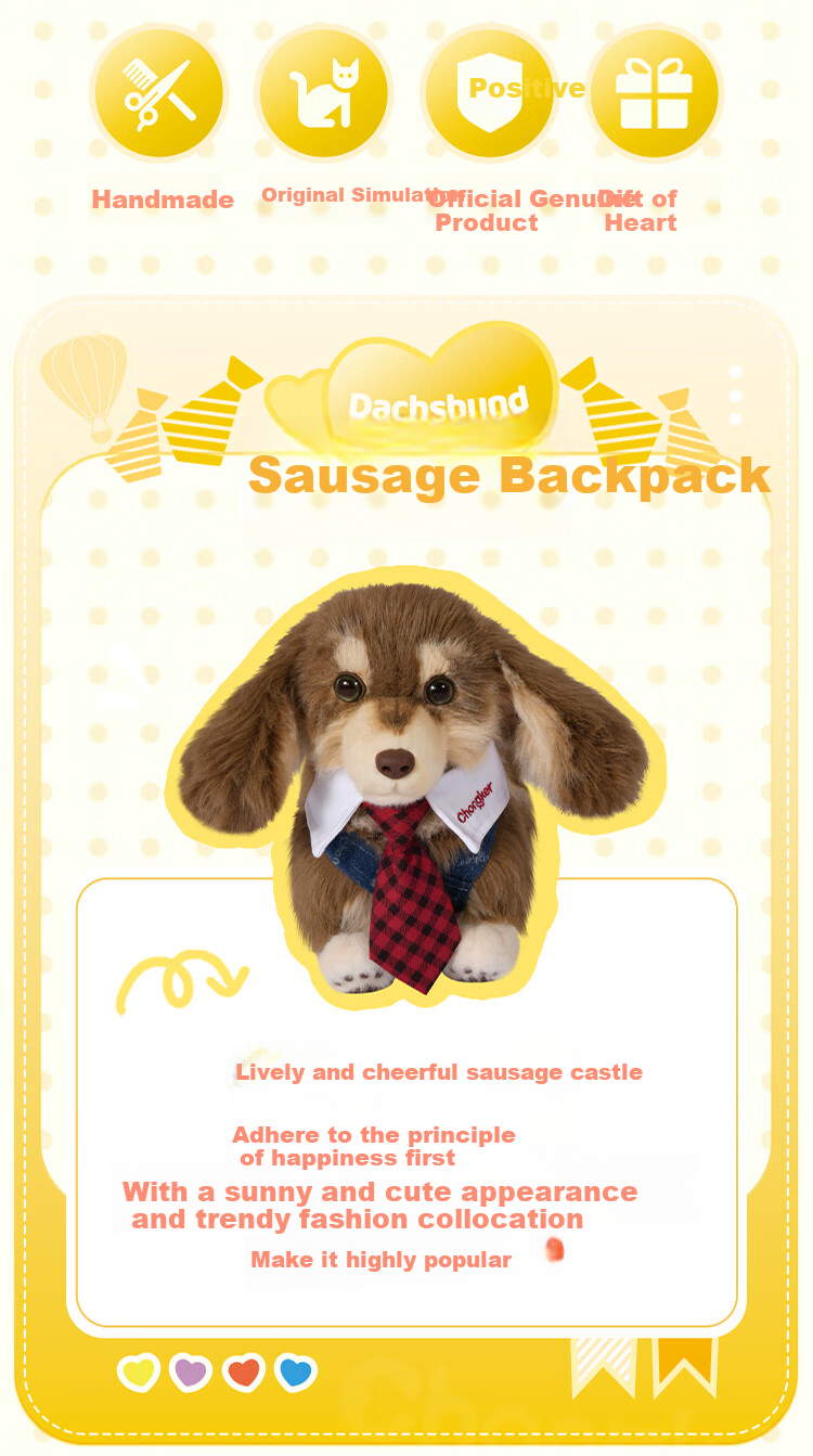 Chongke [Huang Zihongfan's Style] Pet Sausage Dog Handbag, Plush Stuffed Animal Shoulder Bag, Birthday Gift for Girls 2