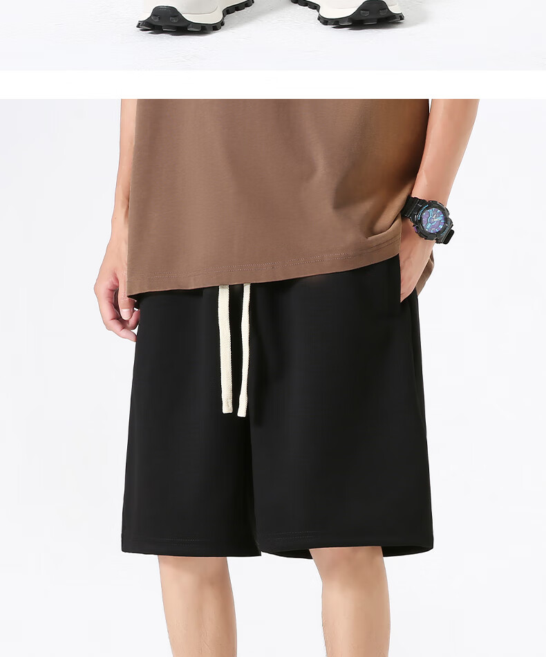 JEEP SPIRIT Men's Shorts, Summer Outdoor Loose Casual Draping Breathable Heavy-Duty Wear-Resistant Beach Shorts, Black, 2XL 2