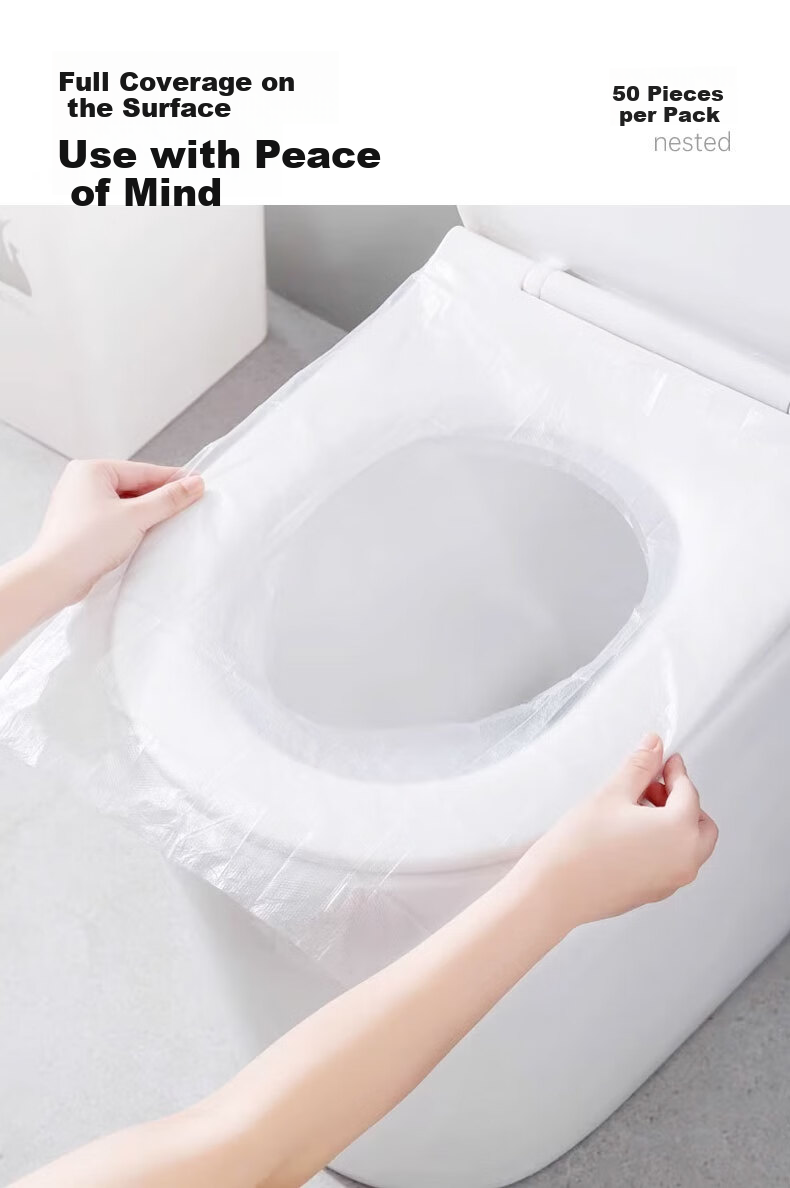 NOLANSEND Disposable Toilet Seat Covers, PO Film Insertable Toilet Seat Pads, Waterproof And Hygienic for Hotels And Travel, Pack of 50 8