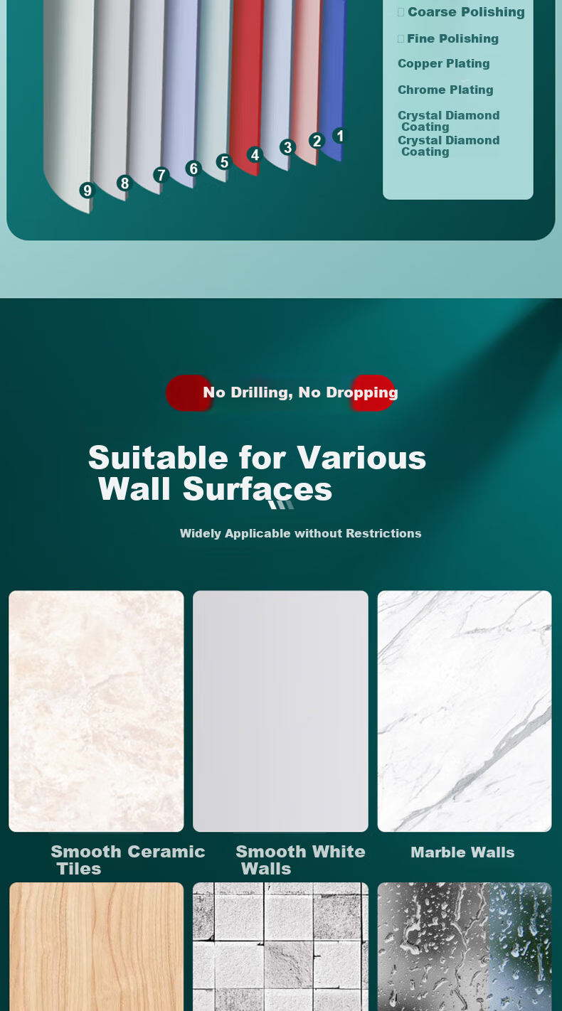 Jiashigao Rotatable Adjustable Adhesive Wall-Mounted ABS Shower Head Holder, No Drilling Required 9