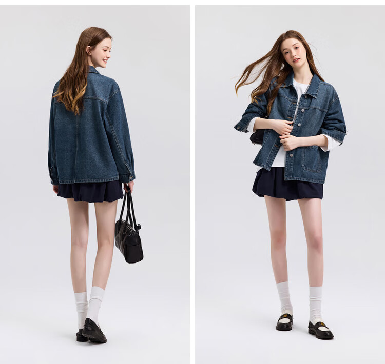 Semir Women's Denim Jacket Short Retro Fashion Boxy Jacket 2026 Spring Commuter 109126108005 56