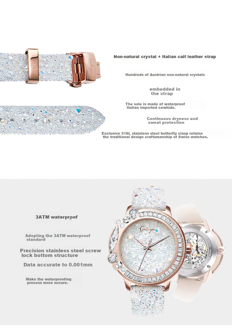 Galtiscopio American And European Style Starry Sky Crystal Small Diamond Women's Watch Quartz Watch Gift for Girlfriend, Holiday Present 15