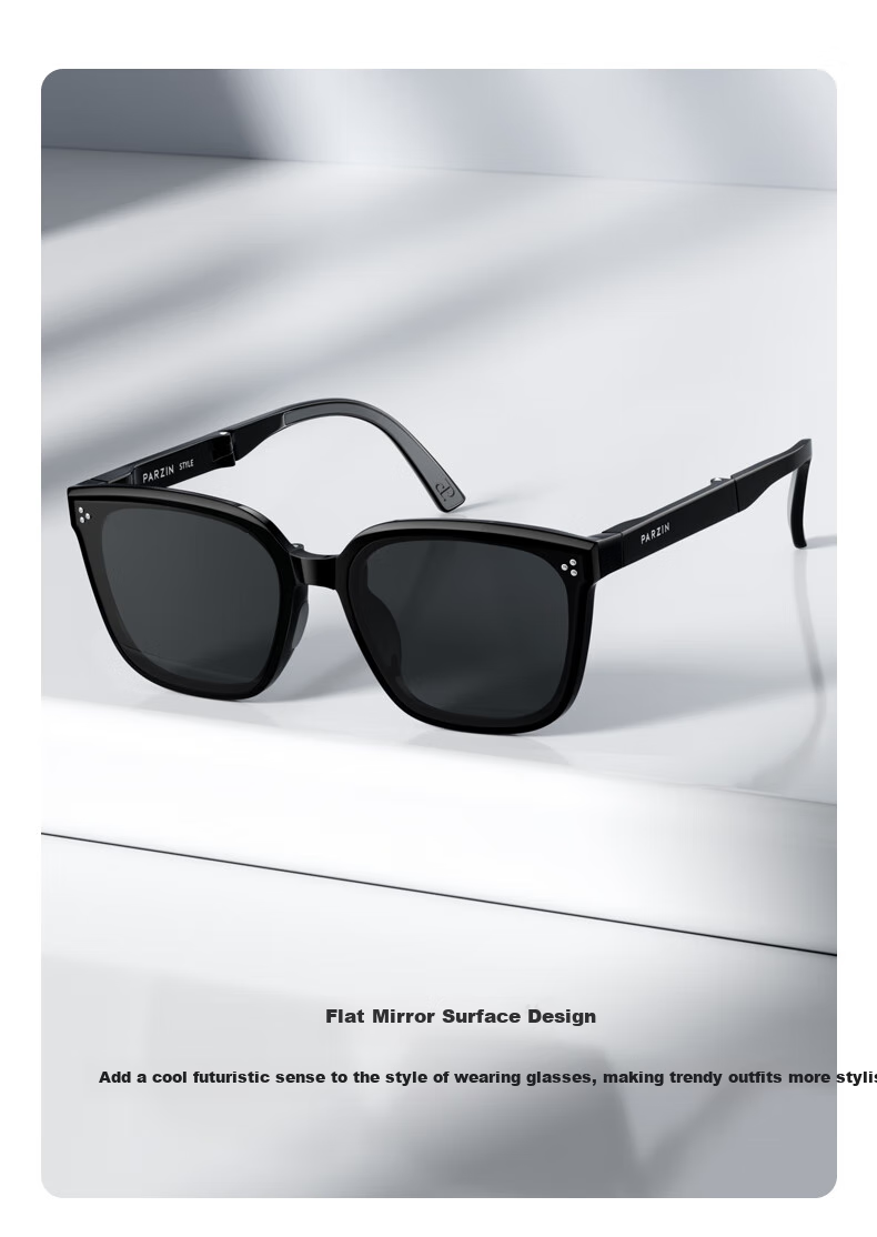 PARZIN Foldable Polarized Sunglasses for Women, Fan Chengcheng Style Lightweight Black Sunglasses UV Protection Driving Sunglasses for Men PZ91518 2