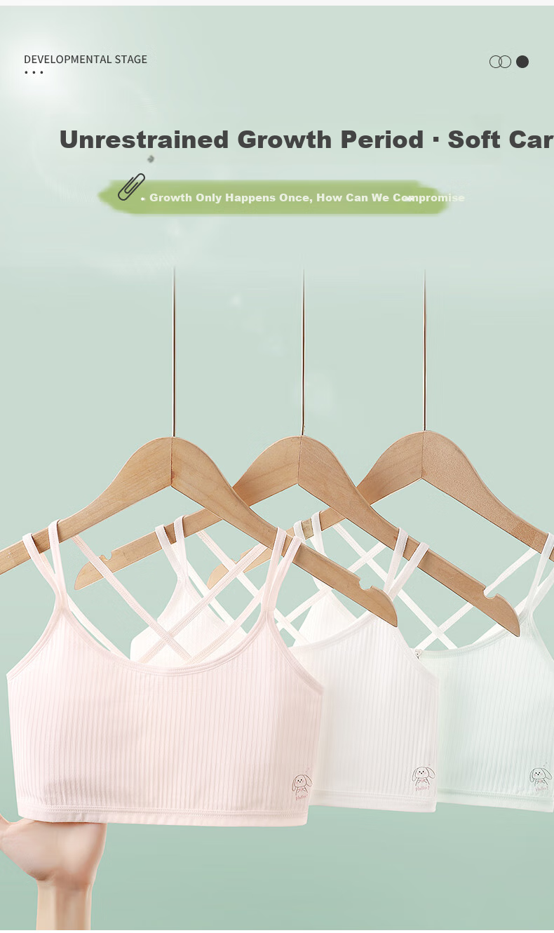 Ailier & ouluola, 2 Pieces Girls' Underwear, for Ages 9-12, Puberty, Elementary School Students, First Stage, Older Girls, Small Vest Bra, White And Pink, XL 5