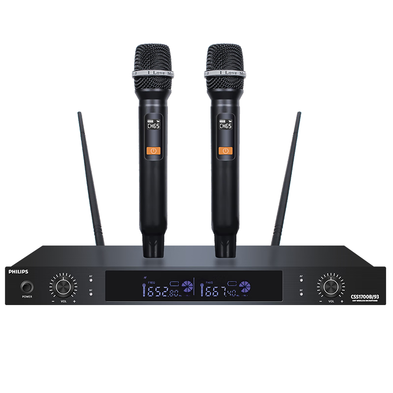 PHILIPS CSS1700B Professional KTV Wireless Microphone Home Karaoke Handheld Wireless Mic Conference Speech UHF Frequency Dual Transmitter