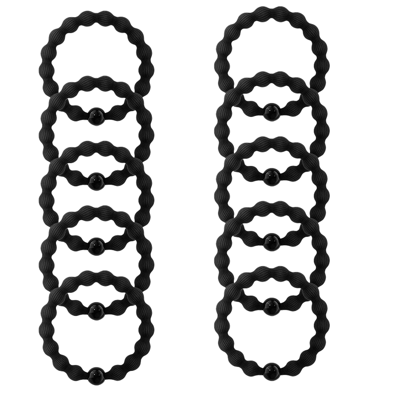 Jiaoxuefei High Elastic Hair Ties 10pcs Black Thickened Ponytail Holders Nylon Hair Bands