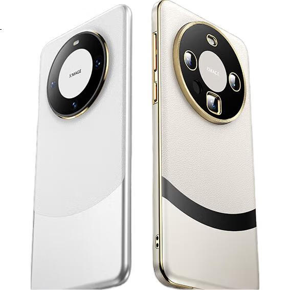 Чехол для Huawei Mate 60 Pro/Pro+ IM-CHEN, металлический с натуральной кожей, ультратонкий, роскошный, бизнес-стиль, черный