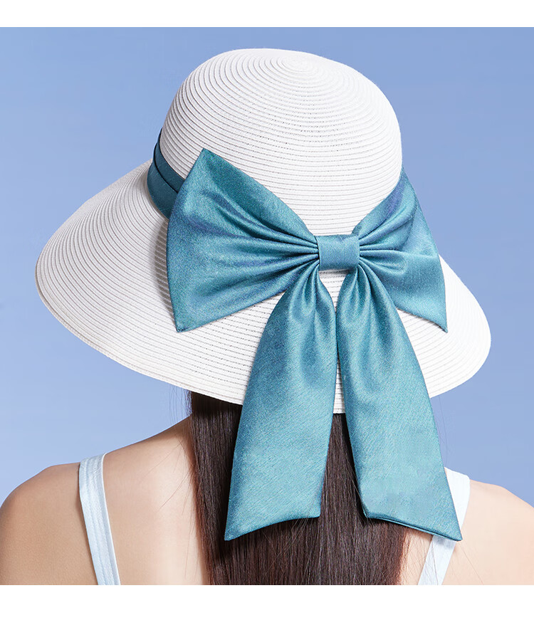 Shanghaigushi Women's Beach Hat, Seaside Sun Protection Hat with Wide Brim, Straw Hat for Travel And Outdoor Activities, Mid-Autumn Festival Gift 9
