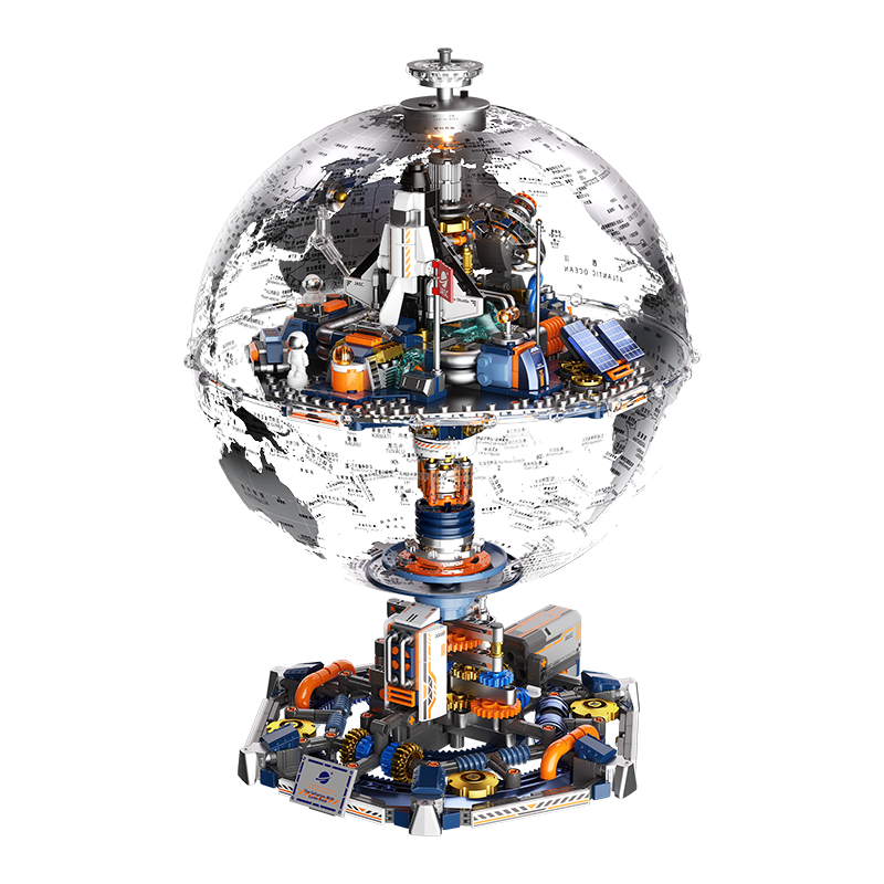 JAKI Building Block Dawn Earth Globe Moon Base Model Children's Toy Adult Birthday Gift for Boys and Girls
