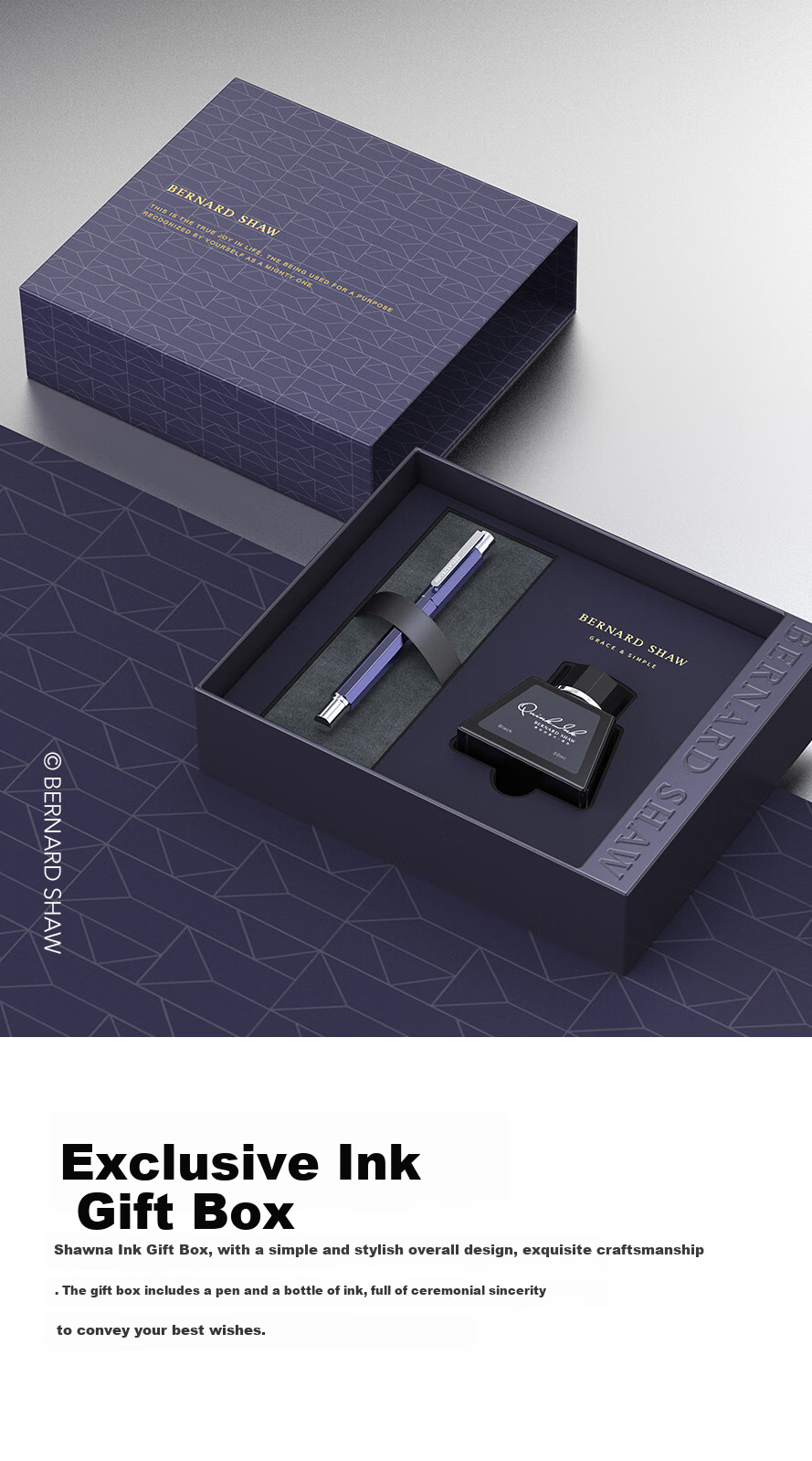 Bernard Shaw Mid-Autumn Festival And National Day Gift Fountain Pen, High-End Luxury [Sprite] Lavender Purple Single Pen Gift Box, Premium Business Office Signature Pen Gift 6