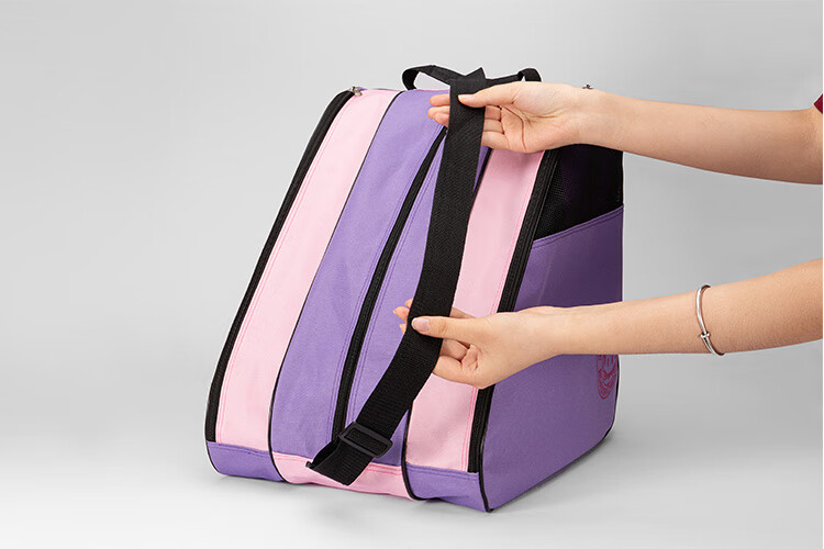 ROADSHOW Three-Layer Large Children's Roller Skates Bag Skating Shoes Bag Inline Skates Bag Large Bag Medium Bag Triangle Bag Purple 3