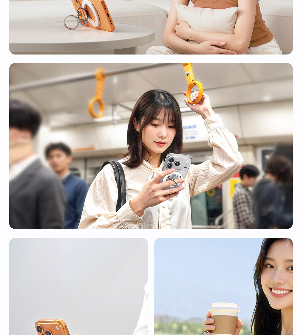 Xiaotian Magnetic Phone Ring 2025 New Adjustable Dual-Ring MagSafe Compatible Portable Universal Rotatable Phone Holder for Video Watching 2