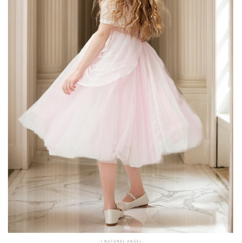 I natural Angel Sleeping Beauty Aurora Princess Dress Girls Pink Fairy Tale Forest Style Birthday Dress 26