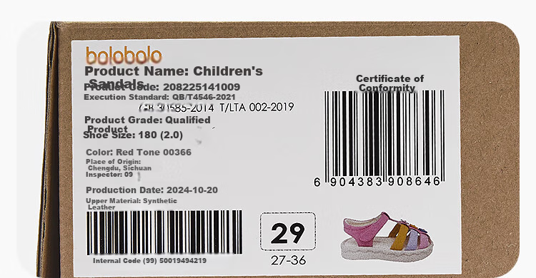 BALABALA Children's Sandals, Girls' Shoes, Summer 2025 Soft-Soled Roman Sandals, Closed-Toe Beach Shoes, 208225141009 7