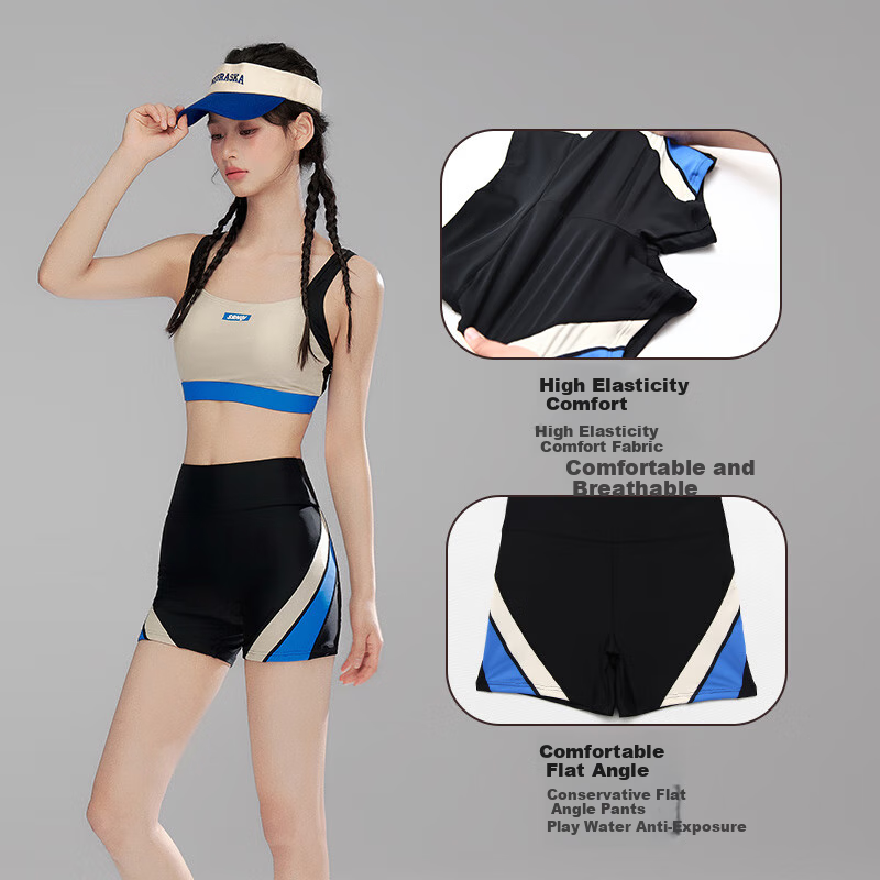Sanqi Women's Conservative Two-Piece Swimsuit Set with Long Sleeves, Slimming Cover-Up for Sports, Hot Springs And Beach Swimming, 2XL