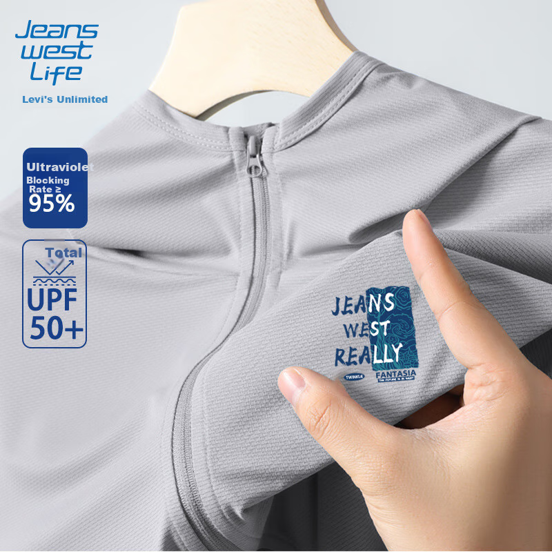 JEANSWEST LIFE Zhenweisi UPF50+ Sun Protection Clothing for Men, Summer Outdoor Brim UV Protection Fishing Wear, Trendy Letter Print Skin Coat