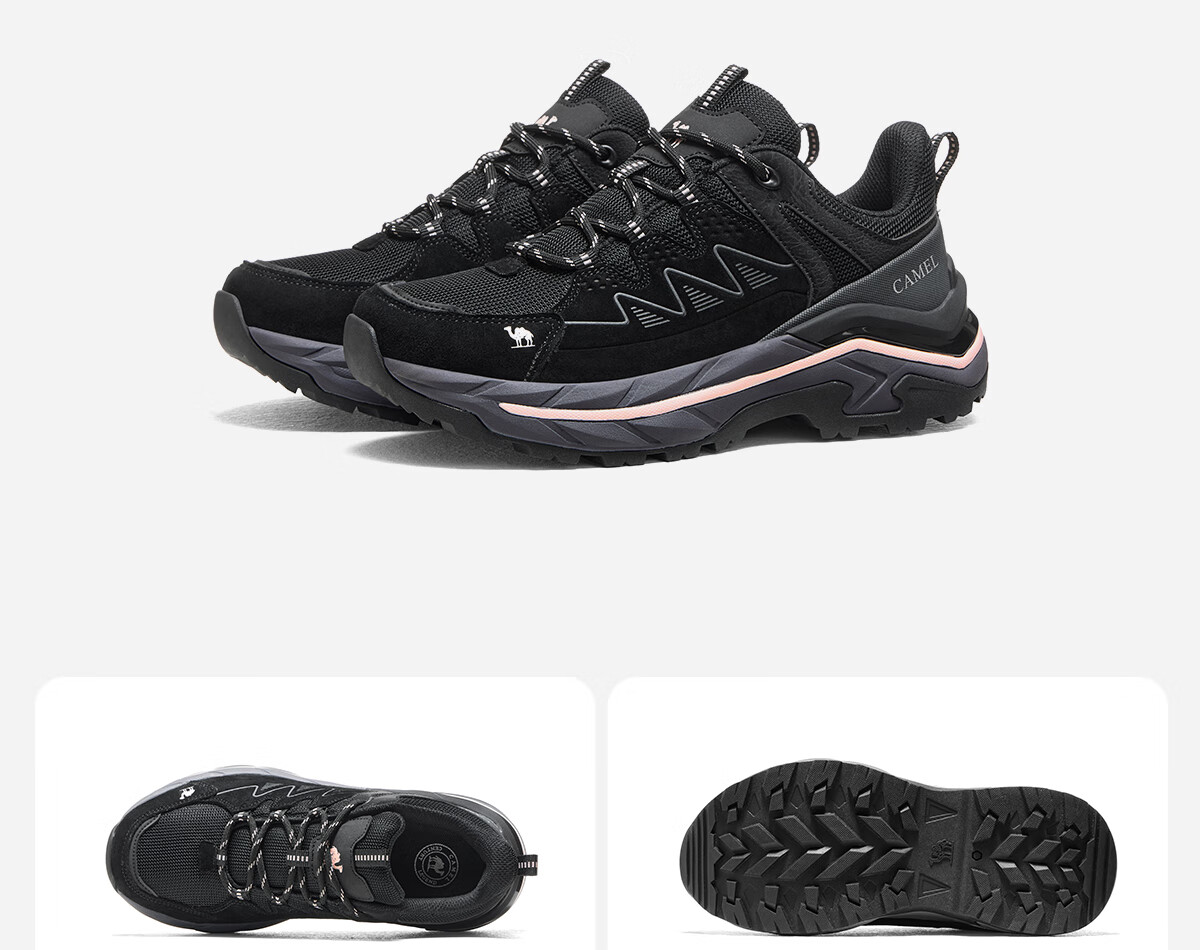 CAMEL Outdoor Hiking Shoes 2025 Autumn New Non-slip Wear-resistant Breathable Lightweight Trekking Sneakers 3050 Black Size 37 4