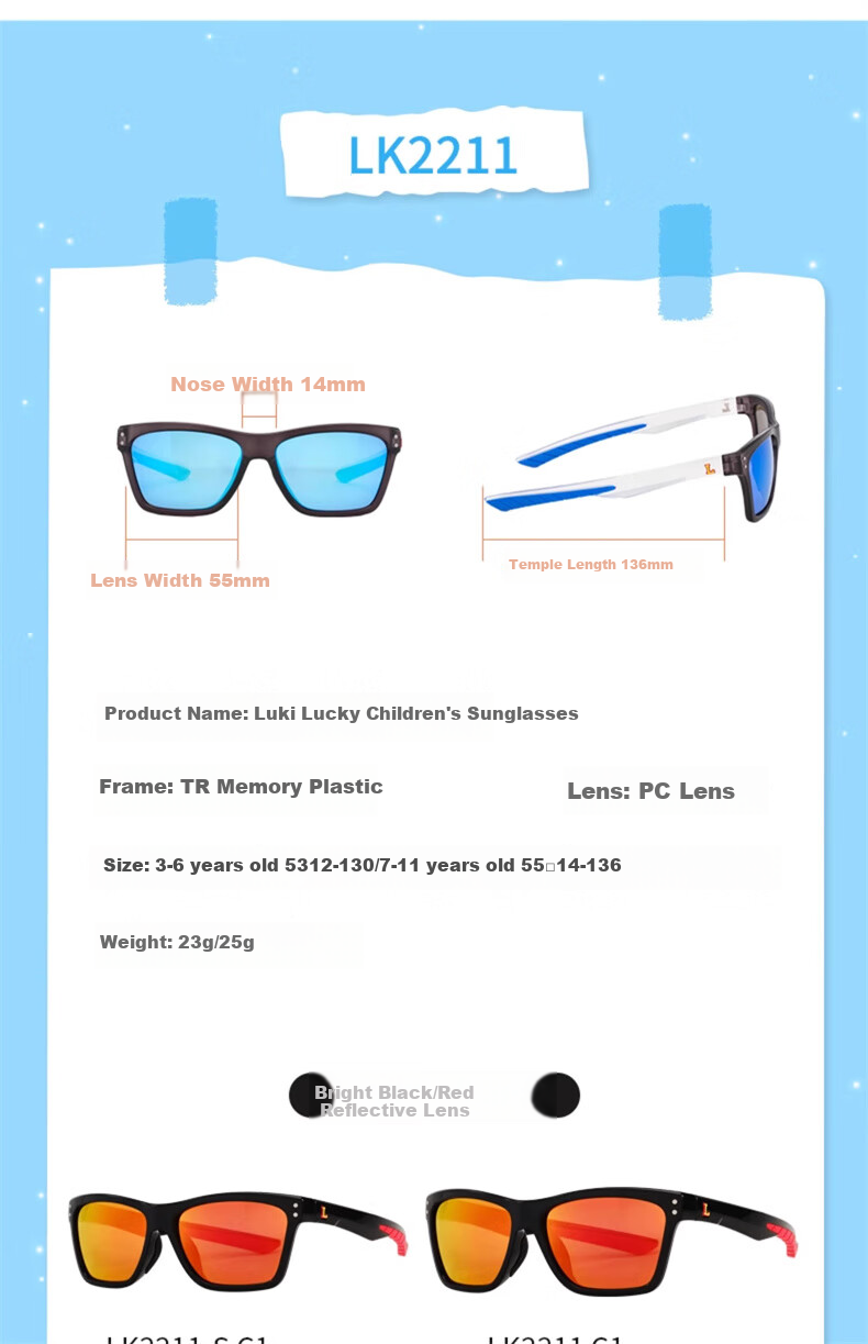 Luki Children's Sunglasses for Boys And Girls, Casual UV Protection Glasses, Outdoor Sports Sunglasses for Ages 3-6 8