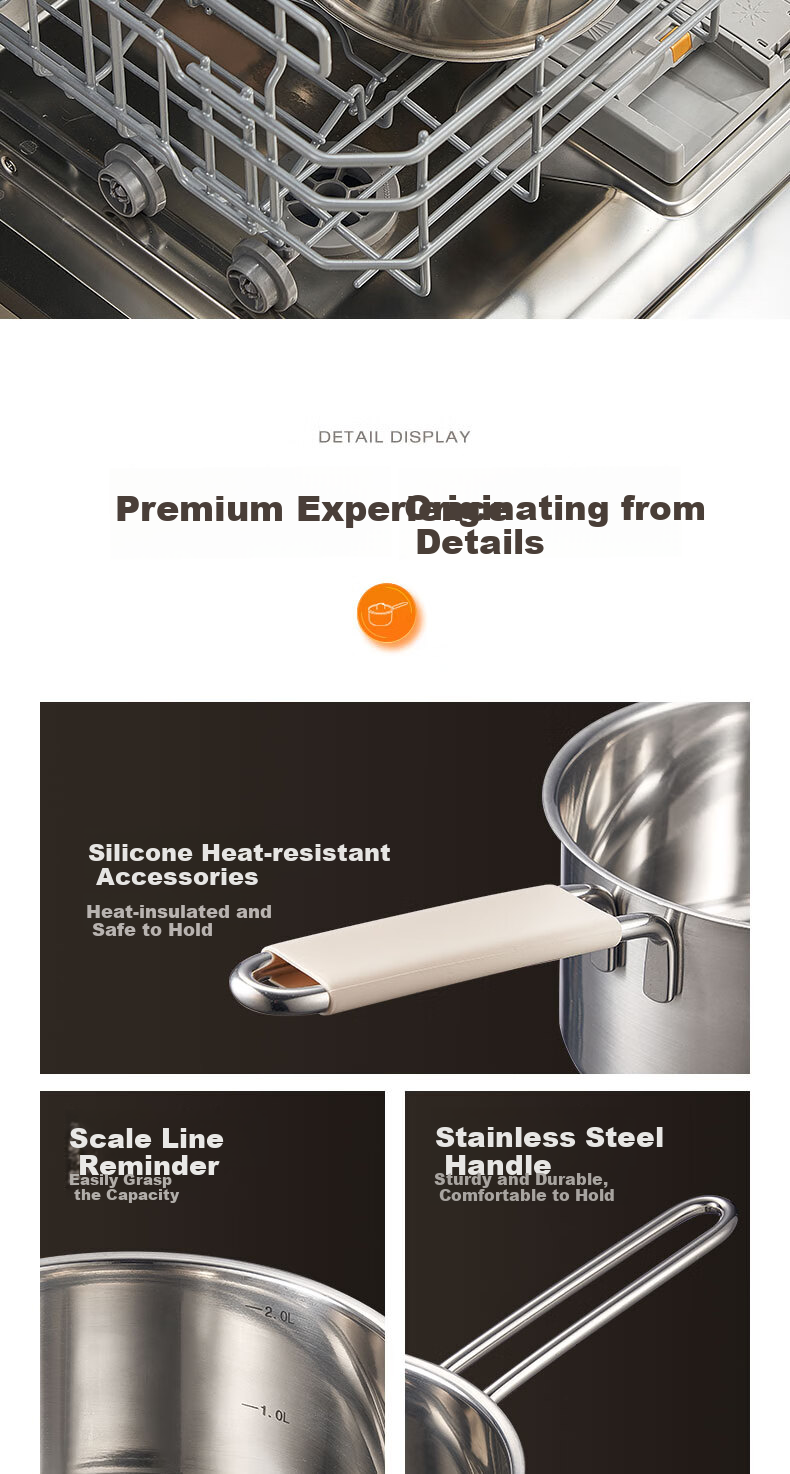ASD Milk Pot, 316L Stainless Steel, Baby Food Pot, Small Milk Pot, Thickened, Suitable for Gas And Induction Stoves, NS18B15WG 11