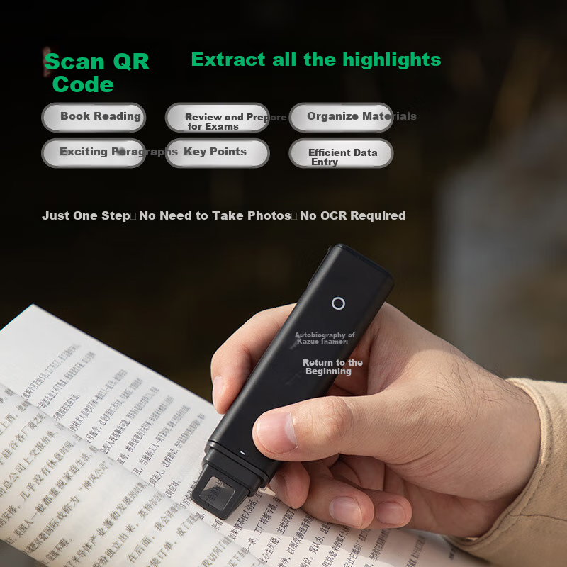 Yinxiangbiji EverMARKER+ Black Portable Scanner Pen for Text Extraction, Note-Taking, And Quick Recording
