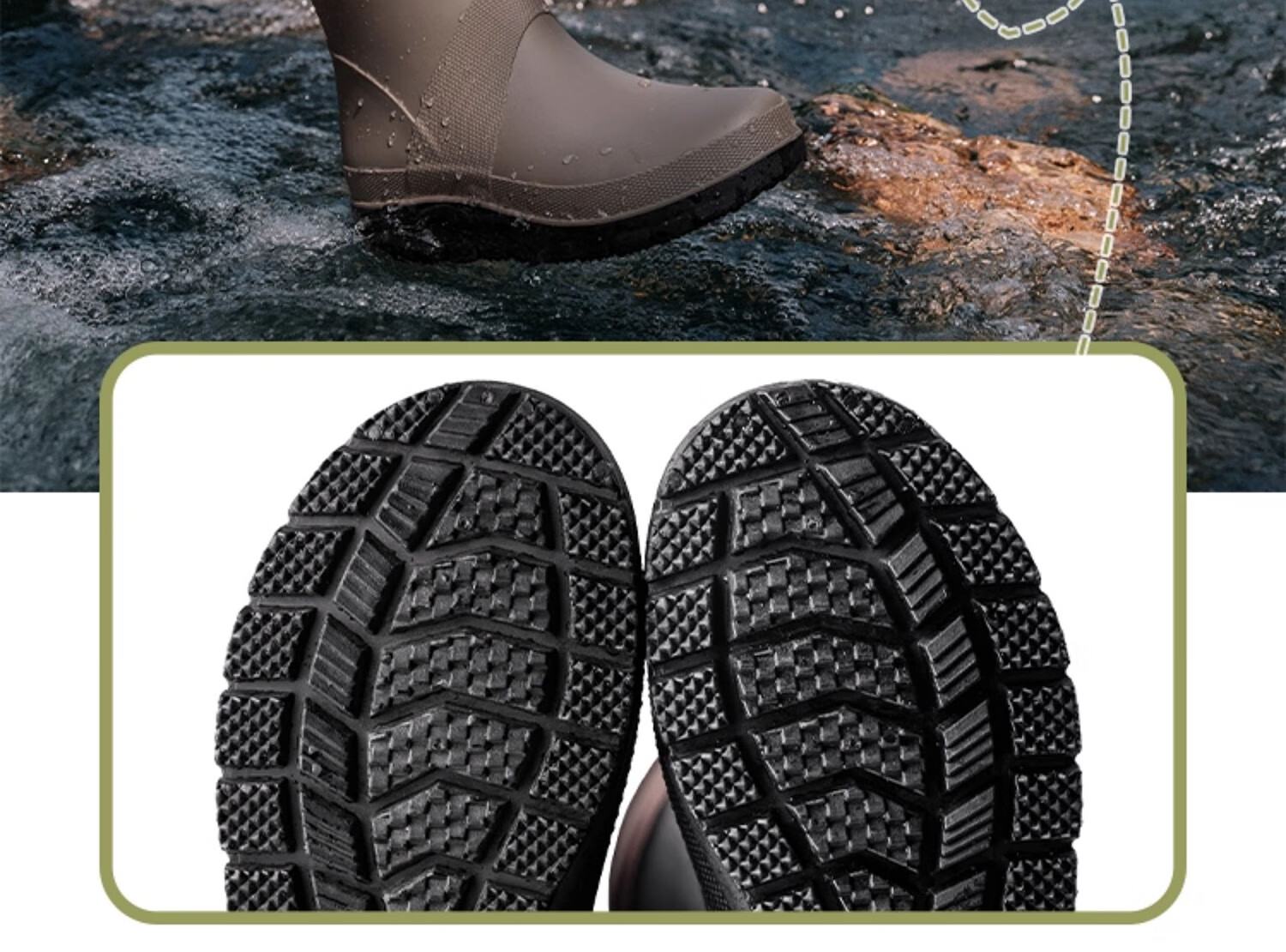 Warrior Unisex Outdoor Foldable Waterproof Rain Shoes Rubber Non-slip High Tube Rain Boots Camping Creek Shoes Brown Size 39 2