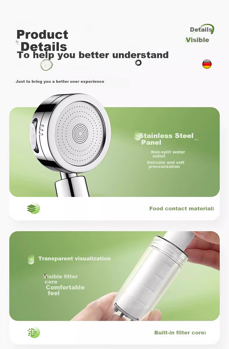 X-GRKE [Germany] Pressurized Filter Shower Head Filter for Home Use, Handheld Shower Head, Removes Residual Chlorine, Skin-Friendly 24