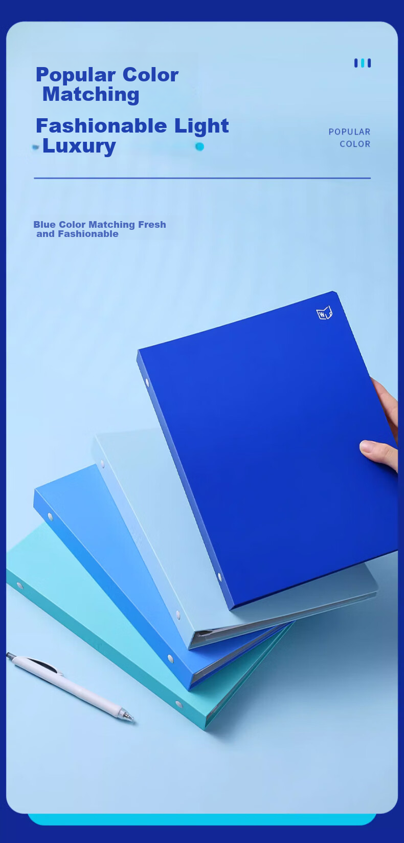 KINGJIM B5 Buckle Ring Klein Blue WJ Series Large Capacity Loose-Leaf Notebook 476TTE-GSBN03 Happiness Blue 7
