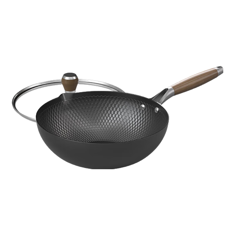 JD Jingzao Stir-Fry Pan 32cm Hammered Titanium Iron Non-Coated Non-Stick Wok Compatible with Gas Stove and Induction Cooker