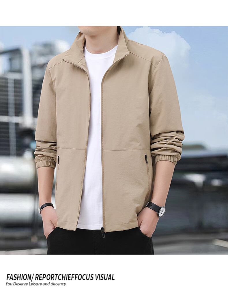 ROMON Men's Autumn Business Casual Versatile Stand Collar Executive Baseball Jacket LH03 Dark Gray XL 15