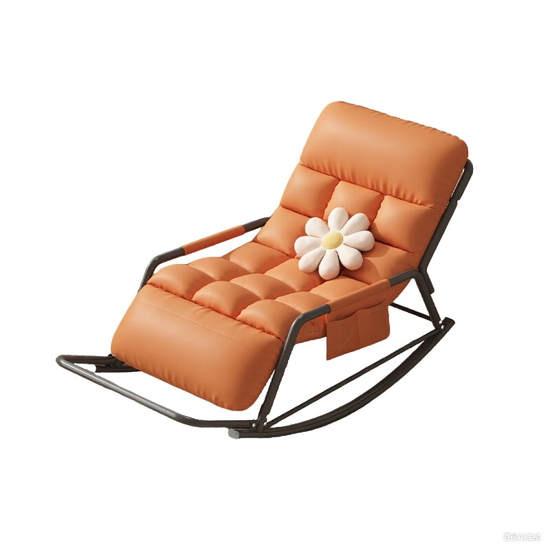 Chentao Leisure Chair Folding Recliner Nap Chair Balcony Lazy Sofa Rocking Chair Single Sofa Orange