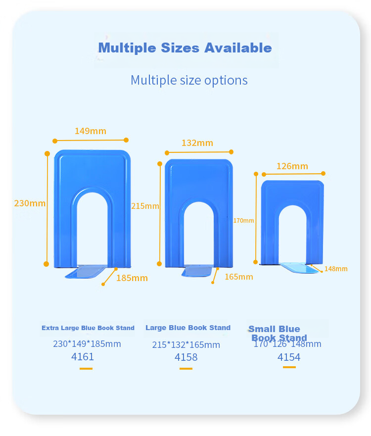 TANGO Metal Bookend, 19cm Thickened Non-Slip Desktop Bookshelf, Office And Study Supplies, Essential Office Item, Blue, Tabletop Bookshelf 2