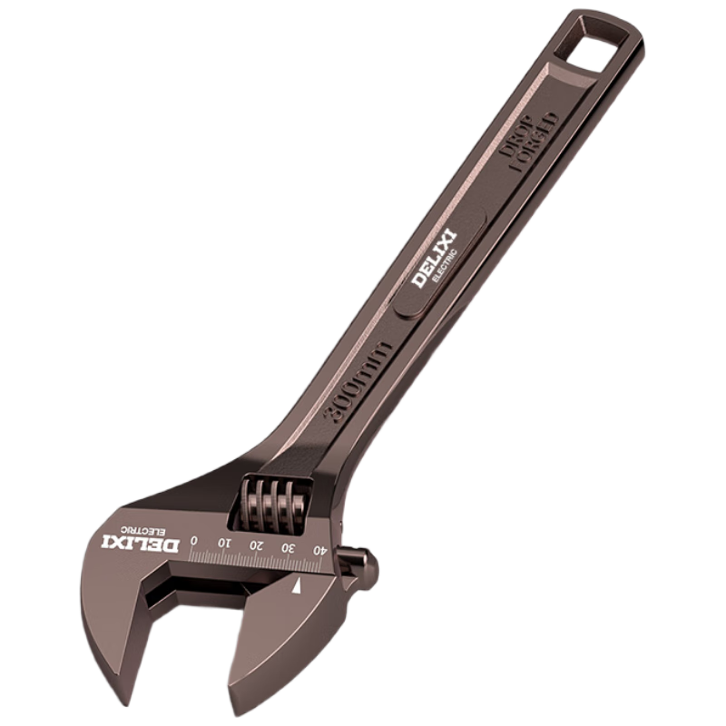 DELIXI ELECTRIC Black Nickel Adjustable Wrench Multi-Functional Household Open-End Bathroom Wrench Square Hole Black Nickel 300mm