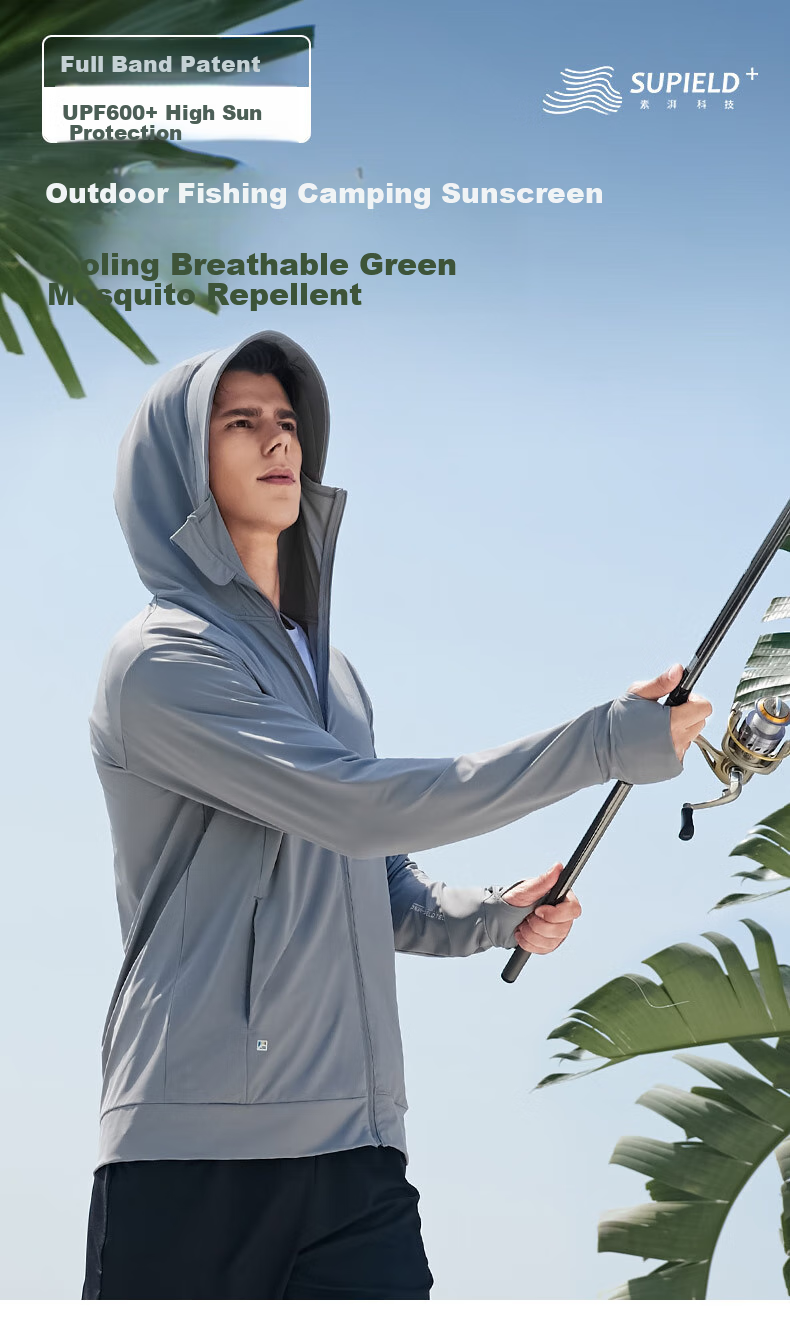 SUPIELD Full-Spectrum Sun Protection Jacket for Men, Summer Outdoor Lightweight Breathable Cool-Feeling Sun Protection Coat, Quiet Black, Size L 1