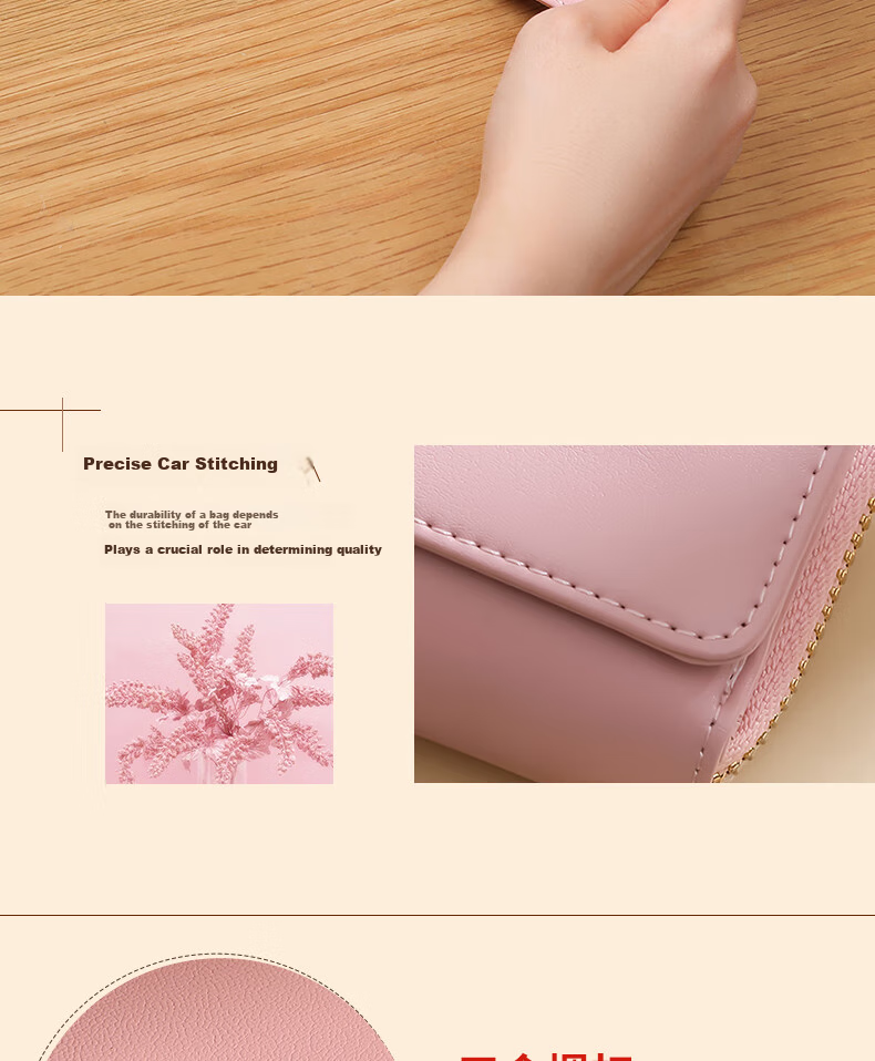 Viney Leather Women's Wallet, Short Foldable Zipper Coin Purse, Multi-Card Slots, Multifunctional Money Clip, Card Holder, ID Holder 3