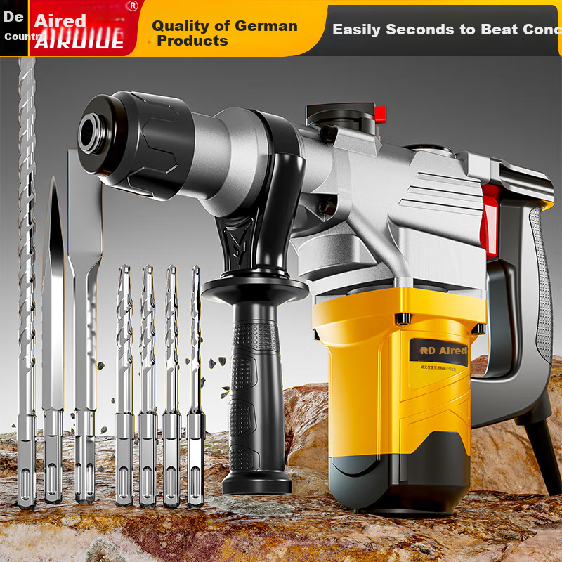Airuide German Electric Hammer And Pickaxe Dual-Use Impact Drill, Multi-Functional Electric Drill, High-Power Concrete Drill for Construction Sites And Home Use Electric Tool