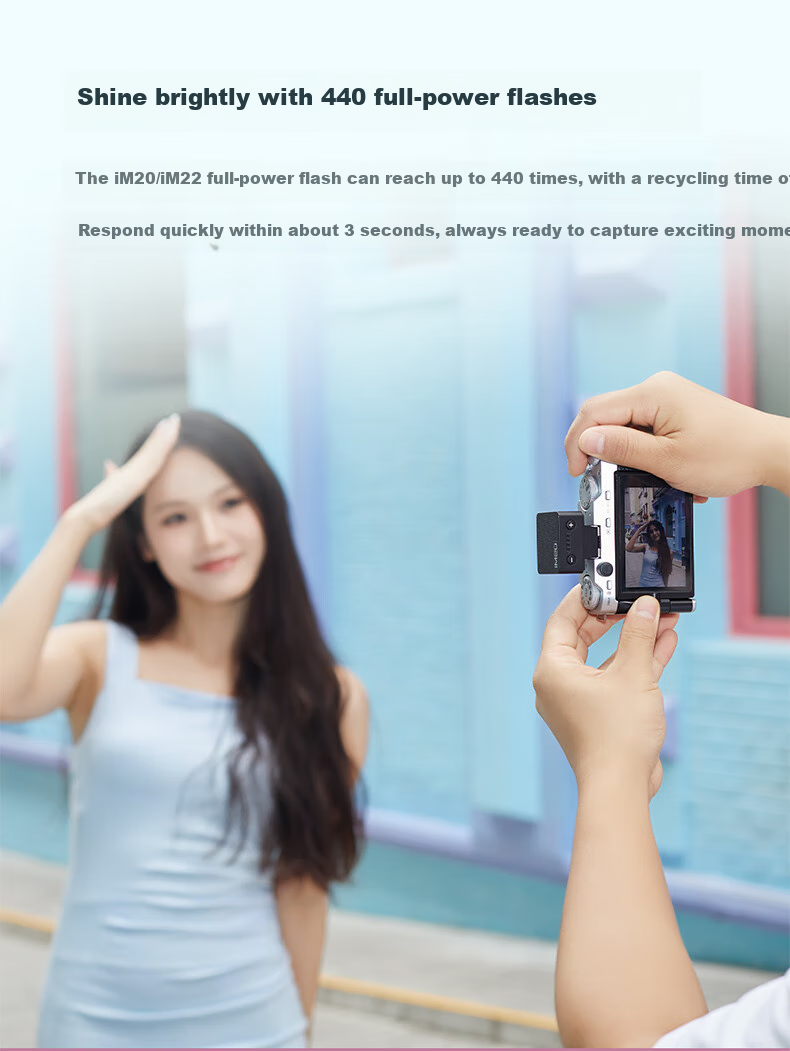 Godox IM22 Flash, Compact Hot Shoe Interface Universal Camera Hot Shoe Flash, Small Cube Portable Outdoor Shooting Portrait Digital Mirrorless Camera Flash [White] 3
