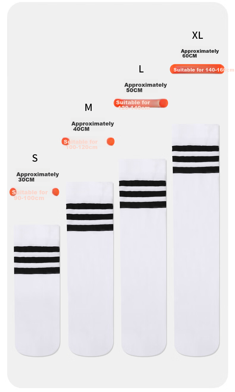 Barbie Girls' Mid-Calf Socks, Summer Thin Over-Knee Children's Long Socks, White High Socks, School Uniform Style, Black + Red, Size M 11