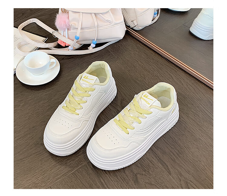 Warrior Women's Fresh Style Casual Platform White Sneakers, Pink White, Size 38 8