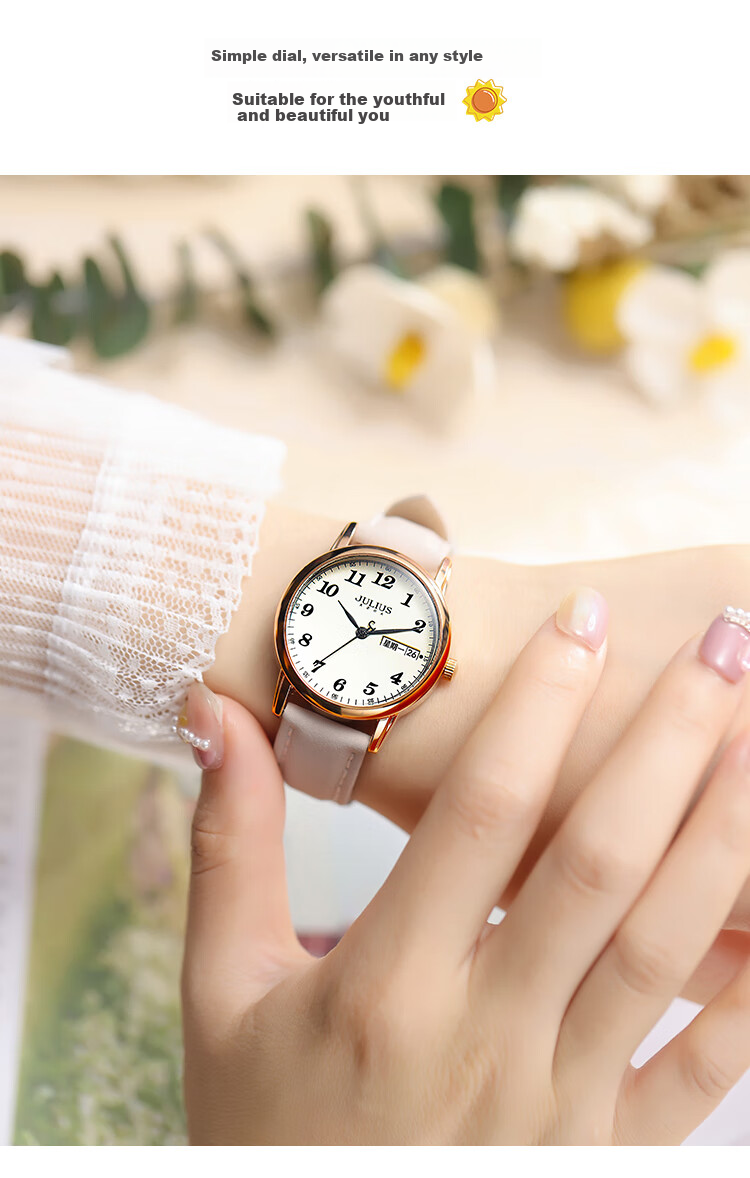 Julius Watch for Women, Retro Dual Calendar Elegant Versatile Youth Quartz Student Exam Watch, Versatile Black JA-1472B 6