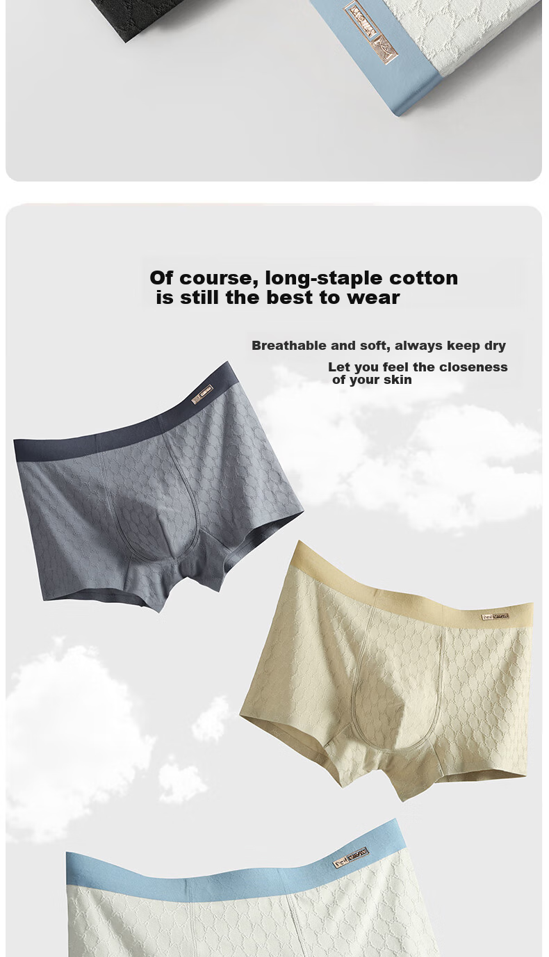 MiiOW Men's Underwear [2025 New Style], 7A Antibacterial Pure Cotton Seamless Breathable Youth Large Size Boxer Briefs 9
