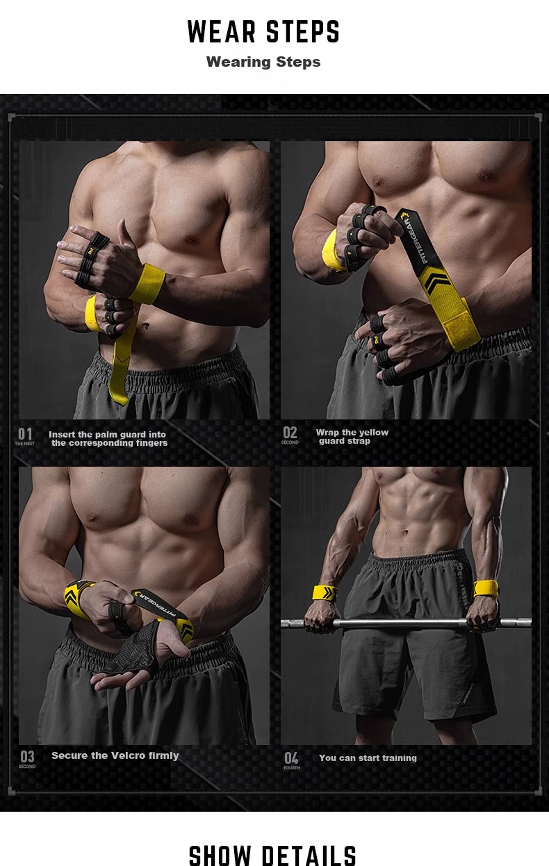 FITTER GEAR Fitness Wristband Gloves Hand Protector Anti-Slip Wear-Resistant Breathable Anti-Callus Squat Deadlift Gloves, Black Size S 6